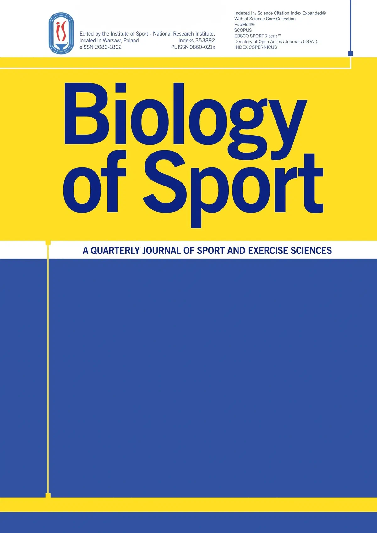 Okładka czasopisma naukowego „Biology of Sport” (A Quarterly Journal of Sport and Exercise Sciences).